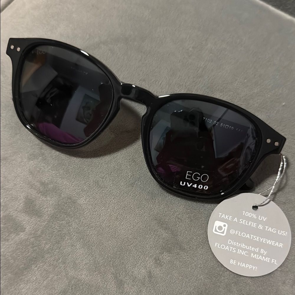EGO Classic Black UV400 Sunglasses BRAND NEW - Round Frame Dark Lense